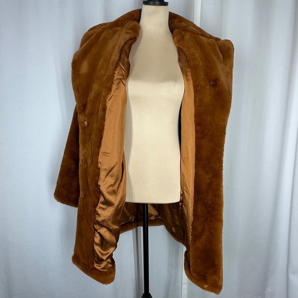 Marc New York Andrew Marc Women's S Cognac Brown Faux Fur Teddy Coat - Picture 10 of 15